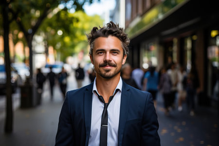 middle age businessman portrait on the streetの素材