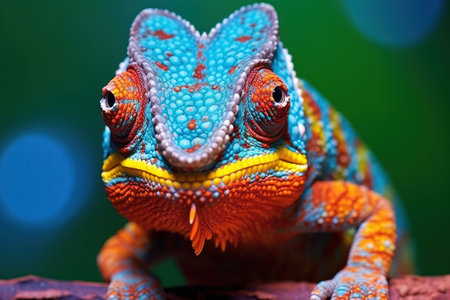 mid centered blue and red chameleon portraitの素材