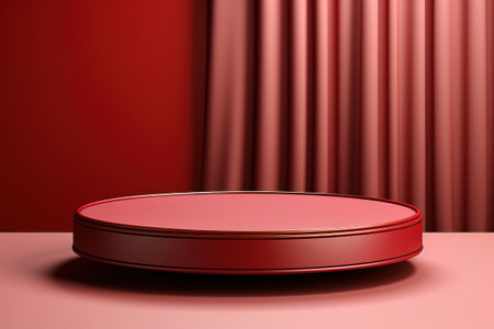red cylinder shape product display presentation or showcase pedestal mockupの素材