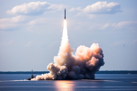 missile being launched underwaterの素材