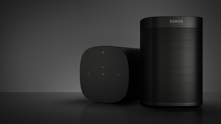 Sonos One Black on dark backroundのeditorial素材