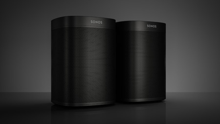 Sonos One Black on dark backroundのeditorial素材