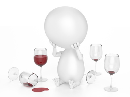 Alcoholic Character  With Red Wine Glasses の写真素材