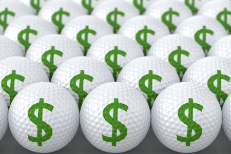 Golf Balls with Green Dollar Signの写真素材