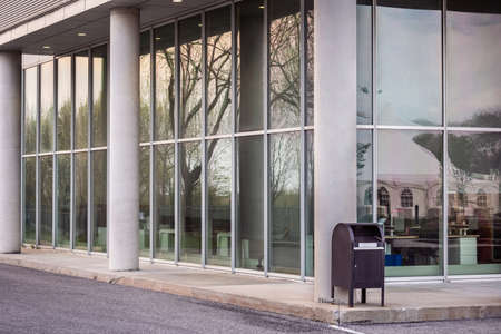 Side view of a small modern office building