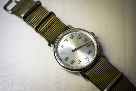 A watch set on a tableの写真素材