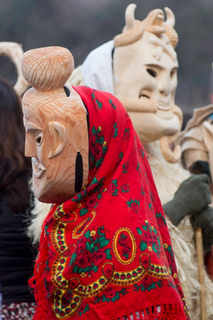 The masks at the chinese lunar new year parade in Paris, France.の写真素材