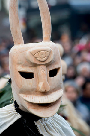 typical carnival mask in bavaria, germanyの写真素材