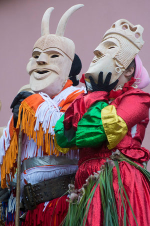 Participant in the Barranquilla Carnival in Barranquilla, Colombia. Barranquilla Carnival is one of the biggest carnival in the worldの写真素材