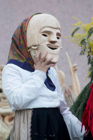 The Carnival at Basel (Basle - Switzerland) in the year 2015. The picture shows some costumed people.の写真素材