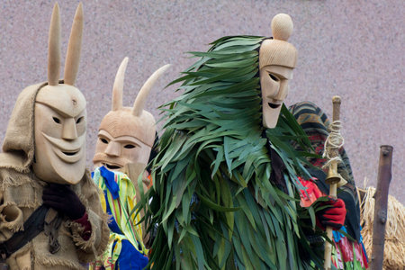 The Carnival at Basel (Basle - Switzerland) in the year 2015. The picture shows some costumed people.の写真素材