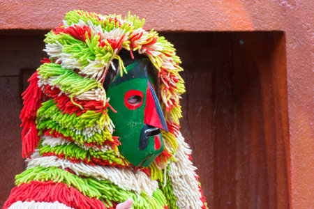 colorful iron carnival mask in Portugal, Podenceの写真素材