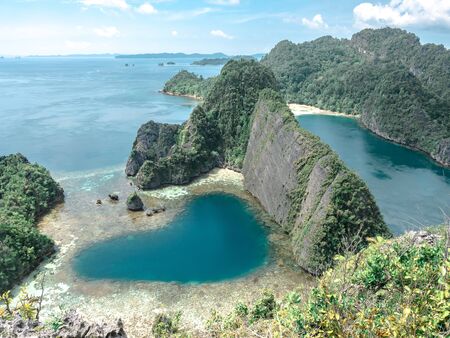 Beautiful view from the top of the peak of love peak. Misool, Raja Ampat. Indonesia. Taken November...