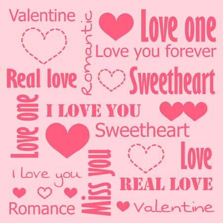 Valentine pink background with love message and heart.のイラスト素材