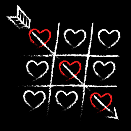 Show love through OX games played on the blackboard.のイラスト素材