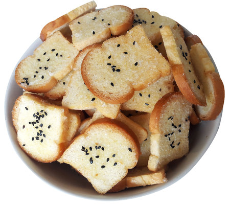 Crispy suger and butter Bread sprinkle with sugar and black sesameの写真素材