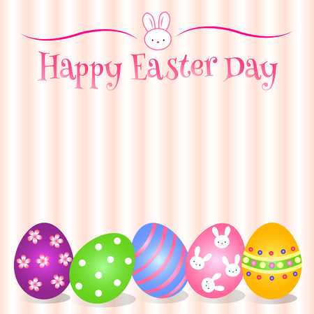 Lovely Easter Day with variety cute egg and pretty backgroundのイラスト素材