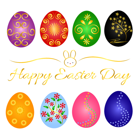 Beautiful Easter Day with variety beautiful egg place on transparent backgroundのイラスト素材