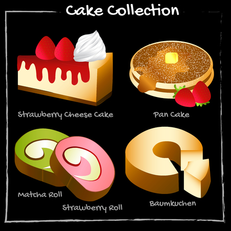 Picture with many kinds of cake. For use as an illustration.のイラスト素材