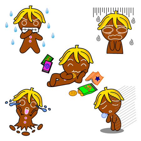 Ginger bread pictures used as illustrations. Which has a variety of emotions.のイラスト素材