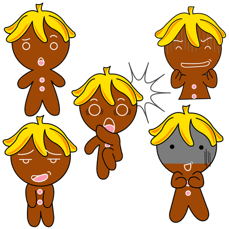 Ginger Bread  pictures used as illustrations. Which has a variety of emotions.のイラスト素材