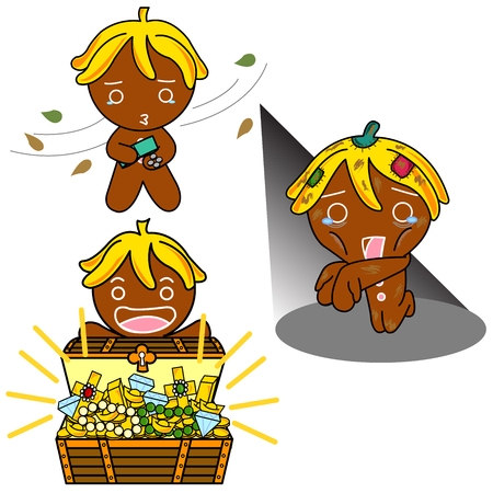 Ginger Bread pictures with a variety of emotions.のイラスト素材