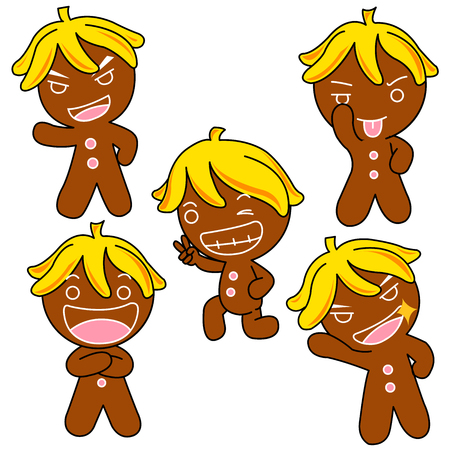 Ginger Bread  pictures used as illustrations. Which has a variety of emotions.のイラスト素材