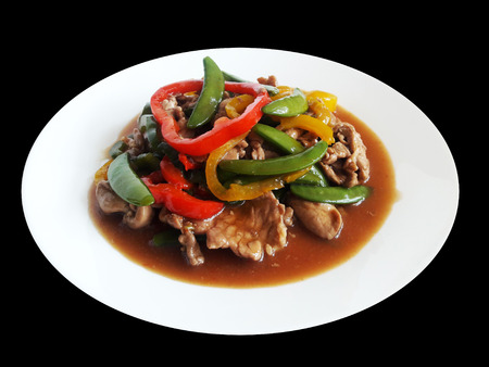 Fired pork with Bell Pepper and Sugar Peaの写真素材