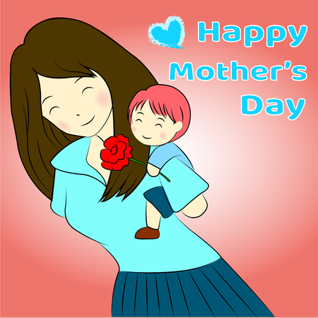 Mother and child picture use for wallpaper or background or card for day of motherのイラスト素材