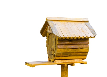 Bird wooden house letter box in white backgroundの写真素材