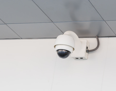 CCTV security camera on roofの写真素材