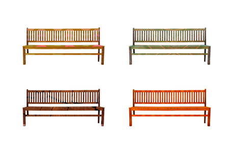 Isolated wooden bench with clipping pathの写真素材