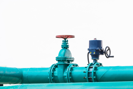 Pump and control valve on water pipeの写真素材