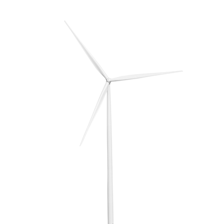 Wind turbine isolated on white background with clipping pathの写真素材