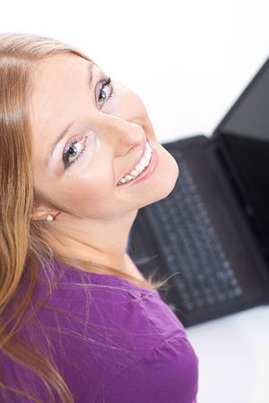 Woman with laptopの写真素材