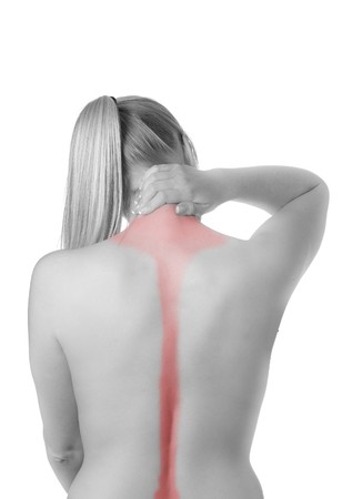 Woman with spine and back painsの写真素材