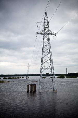 Flooded power linesの写真素材