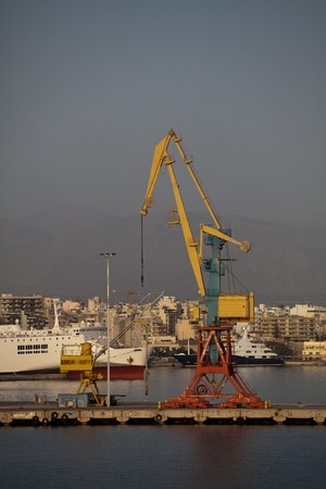 Port cranes in Iraklionの写真素材