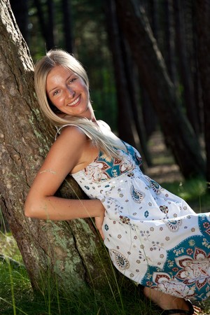 Young natural without makeup caucasian blond woman portraitの写真素材