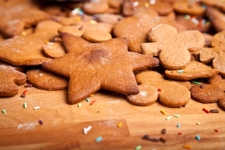 Home baked traditional ginger honey cookiesの写真素材