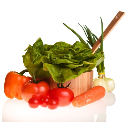 Different ripe vegetables compositions in studio isolated on whiteの写真素材