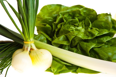 Different ripe vegetables compositions in studio isolated on whiteの写真素材