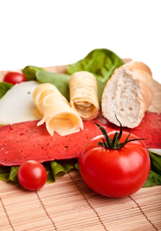 Different sandwiches with vegetables and cheese isolatedの写真素材