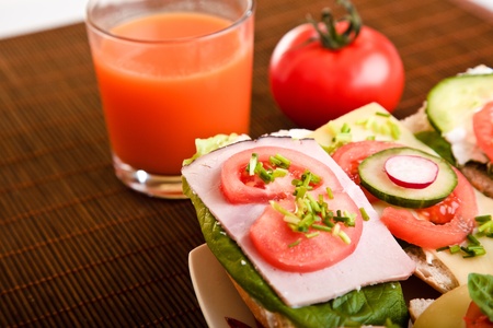 Different sandwiches with vegetables and cheese isolated
