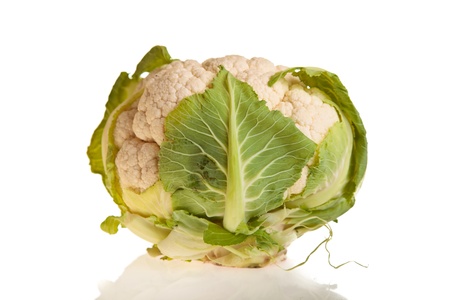 Cauliflower isolated on whiteの写真素材