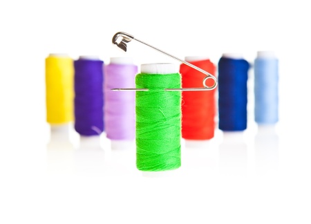Colorful sewing threadsの写真素材