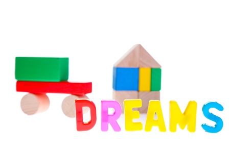 Dreams, family and life concepts from toy blocksの写真素材