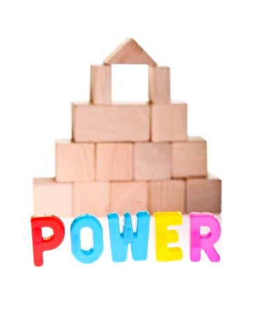 Power concept from wooden toy blocksの写真素材