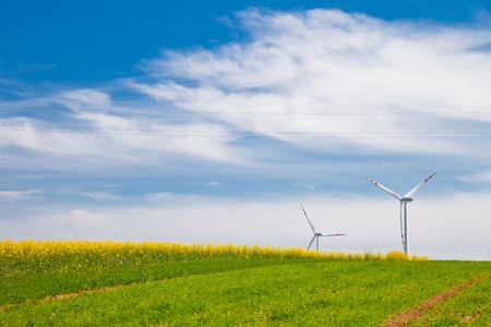 Wind powerplants countrysideの写真素材