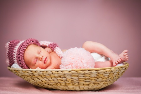 Portrait of a newborn caucasian girlの写真素材